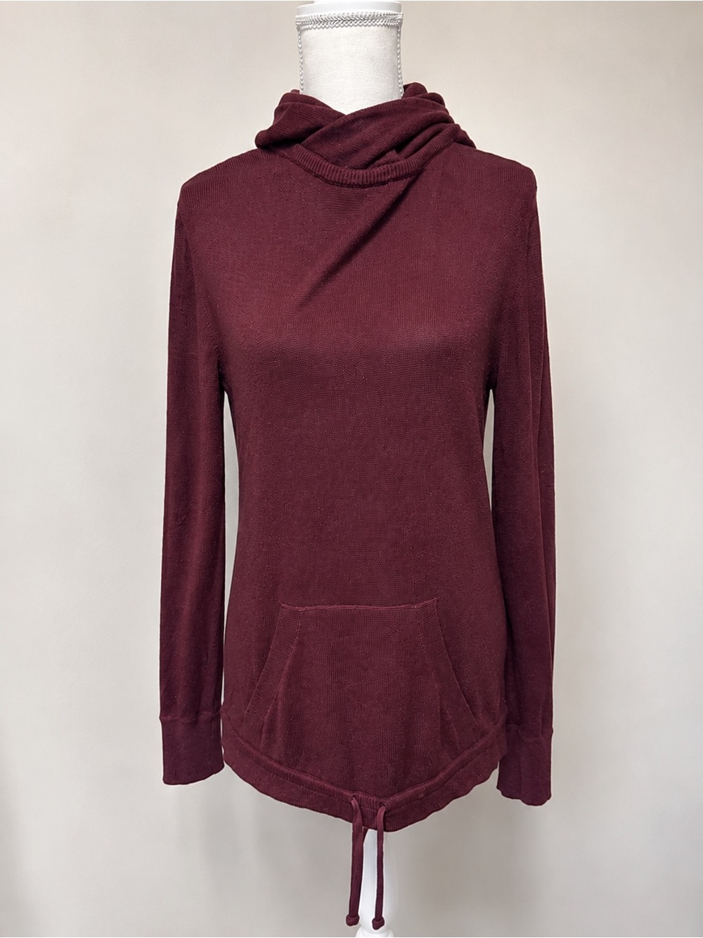 Lululemon Long Hooded Knit Tunic Sweater Size 10 Burgundy
